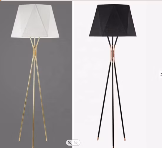 Lampadaire design moderne en métal nickel brossé et tissu vers le bas