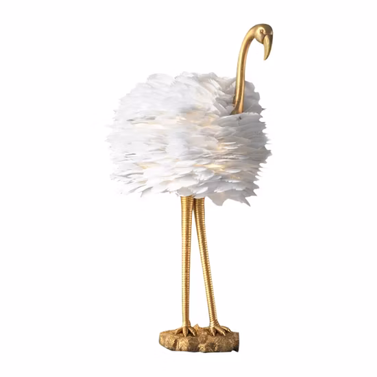 Lampe de Table Flamingo abat-jour en plumes, lampe de bureau créative, lampe de sol décorative à LED